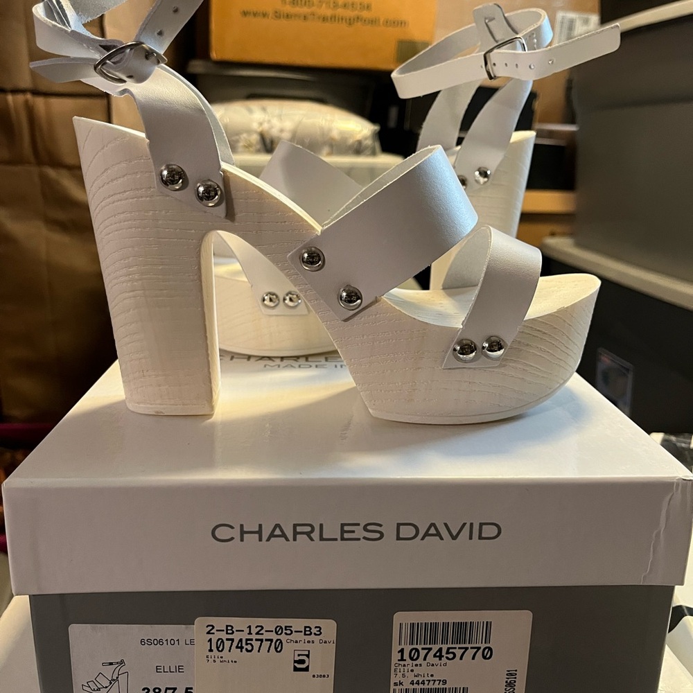 Charles David White Platform Shoes with Chunky Sole
